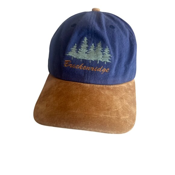Breckenridge Embroidered Blue Cotton Cap  Suede Brim Adjustable Fit - Picture 1 of 6
